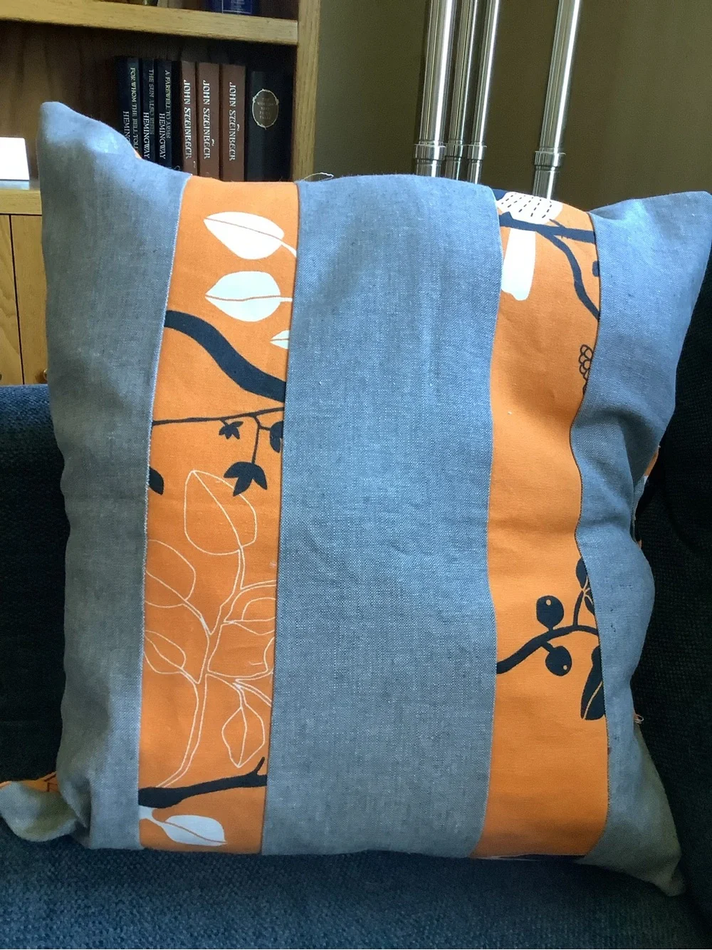 Hand Crafted Black, White and Orange Patchwork Accent Pillows
